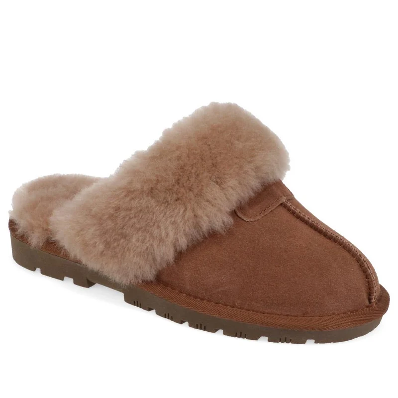Sheepskin Lined Slippers - DUO38001 / 324 670 - Taupe