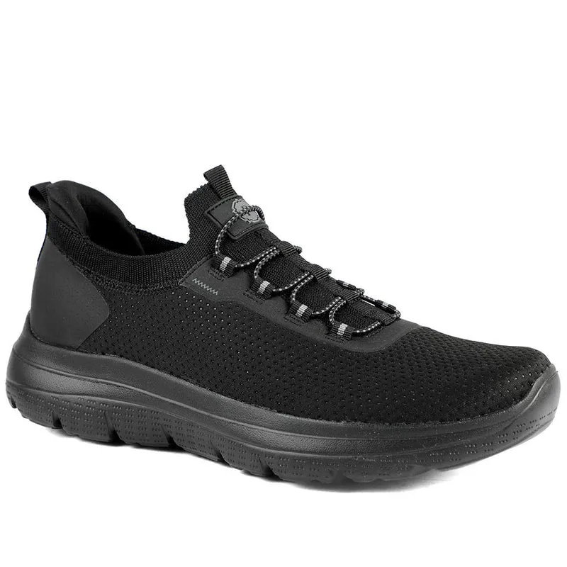 Easy Step In Wide Fit Memory Foam Lace Up Trainers - BOJIE43000 / 328 888 - Black