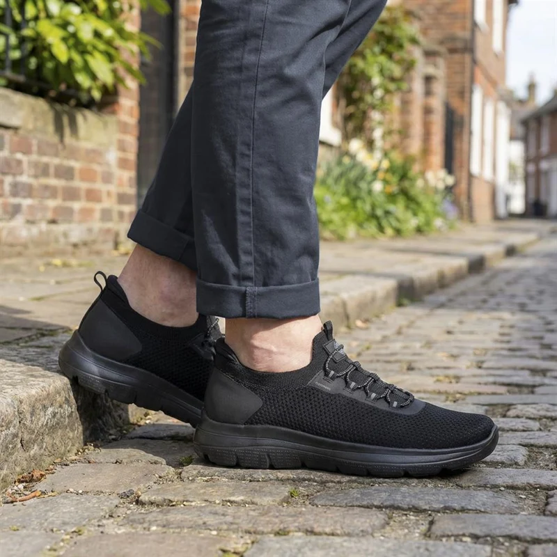 Easy Step In Wide Fit Memory Foam Lace Up Trainers - BOJIE43000 / 328 888 - Black