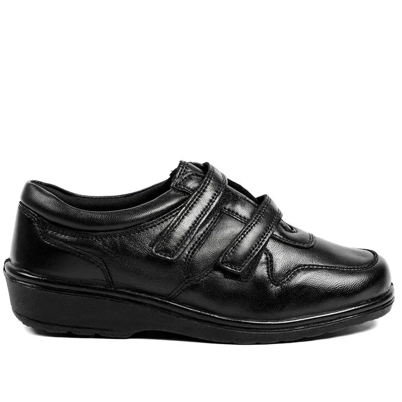 Wide Fit Leather Adjustable Fit Shoes - RAJA42001 / 328 599 - Black