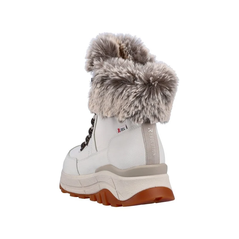 Rieker Damen R-Tex Wolle gefütterte Thermo-Leder-Modestiefel – Weiß