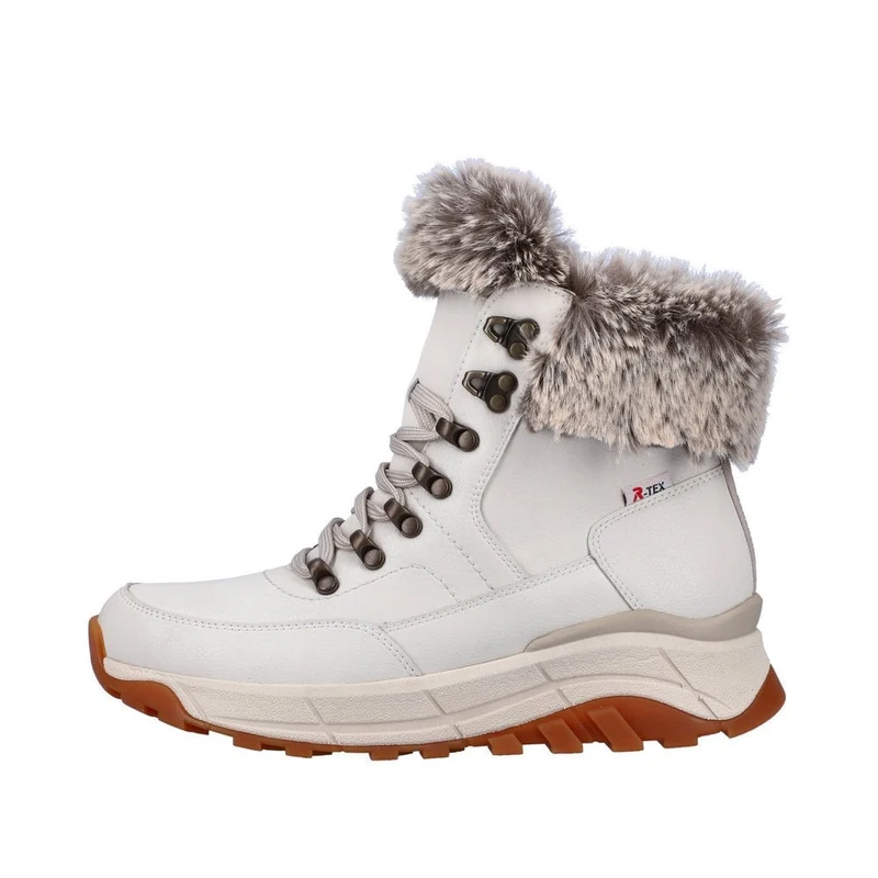 Rieker Damen R-Tex Wolle gefütterte Thermo-Leder-Modestiefel – Weiß