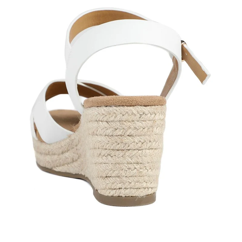 Wide Fit Espadrille Wedge Sandals - WBINS37095W / 329 258 - White