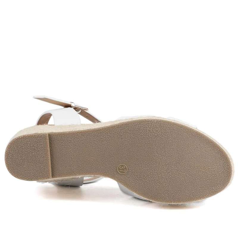 Wide Fit Espadrille Wedge Sandals - WBINS37095W / 329 258 - White