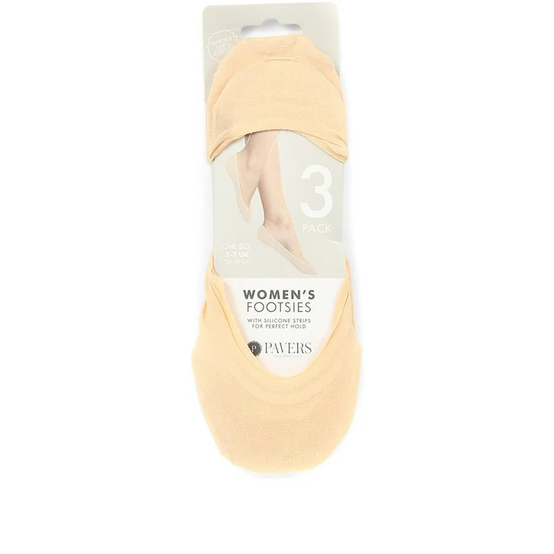 3 Pack Ladies Cotton Blend Invisible Socks - YIWU31011 / 317 444