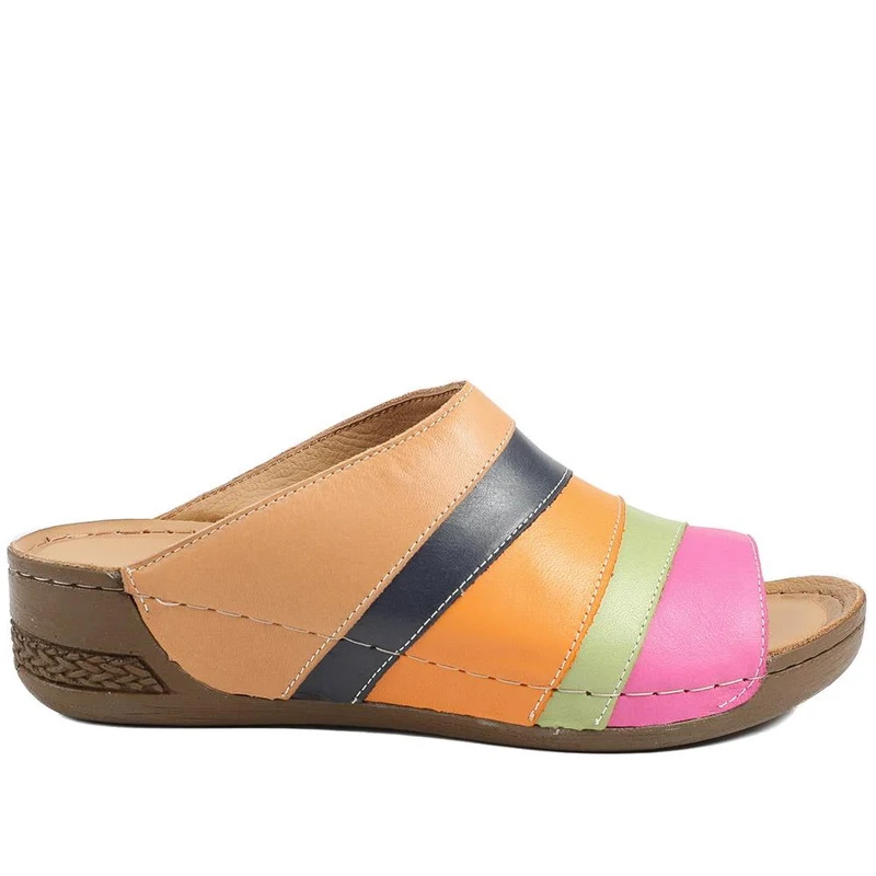 Slip On Peep Toe Mules - AS43003 / 329 252 - Multi