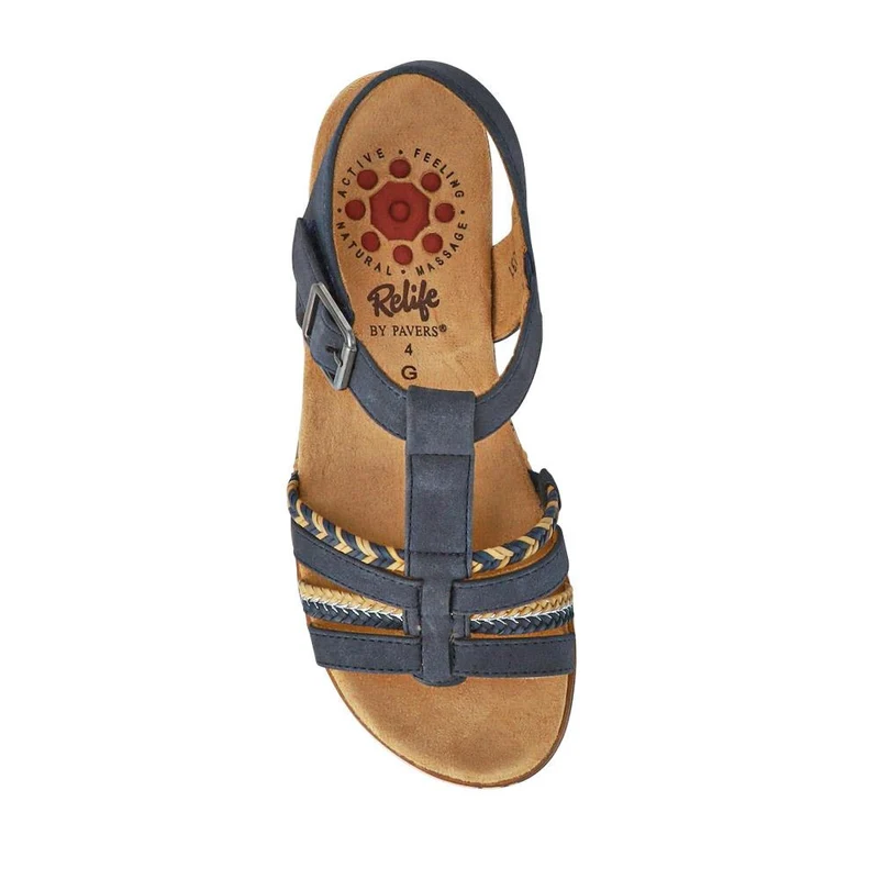 Wide-Fit Strappy Buckle-Up Sandals - RELIF41031 / 326 874 - Navy