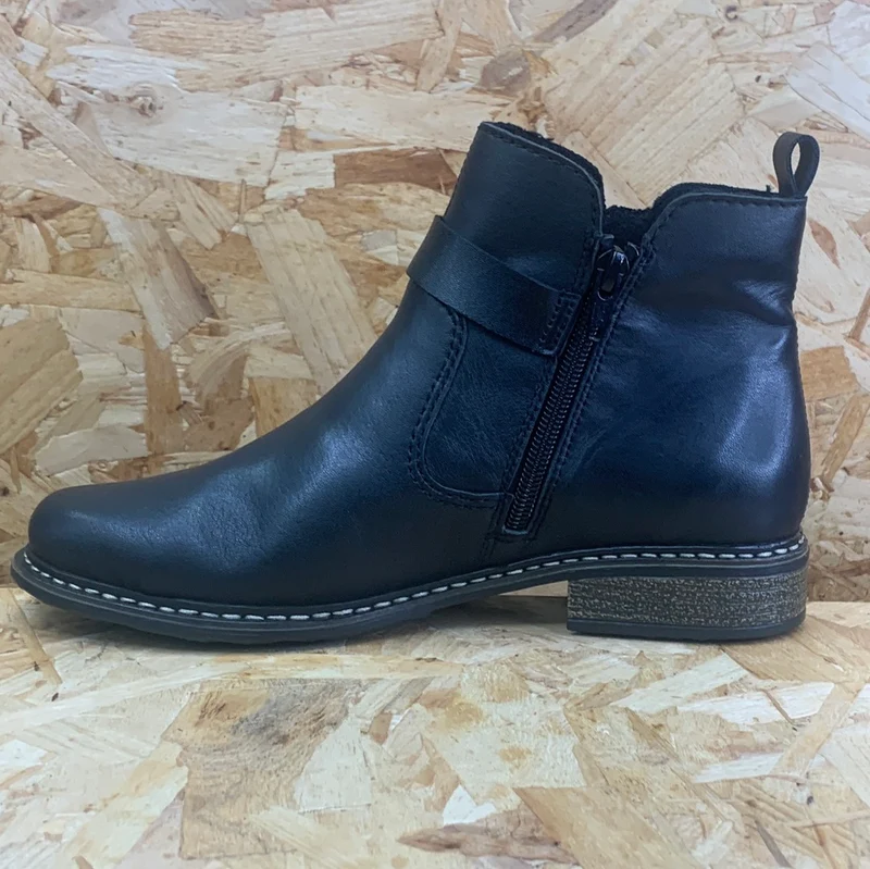 Rieker Damen-Stiefelette aus mit Fleece gefüttertem Leder – Schwarz