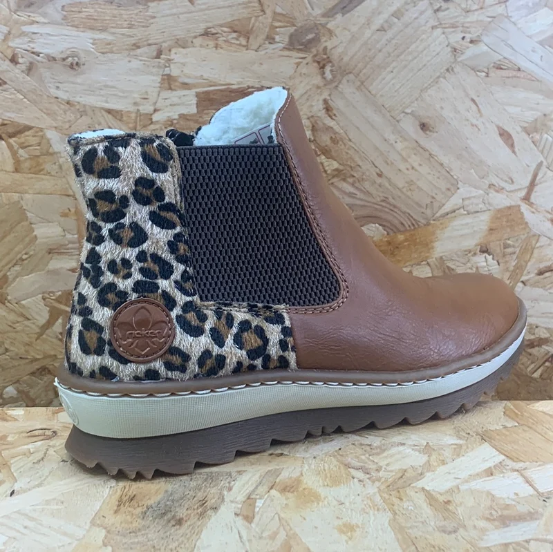 Rieker Modische Damen-Stiefelette mit Fleece-Futter – Braun