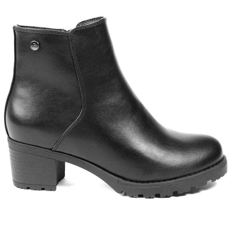 Block-Heeled Ankle Boots - WOIL40035 / 326 165 - Black Pu