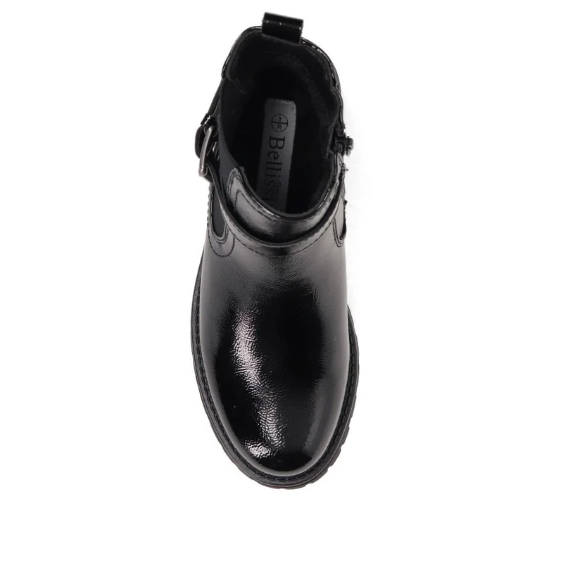 Chunky Buckled Ankle Boots - BELWBINS40179 / 326 262 - Black Patent