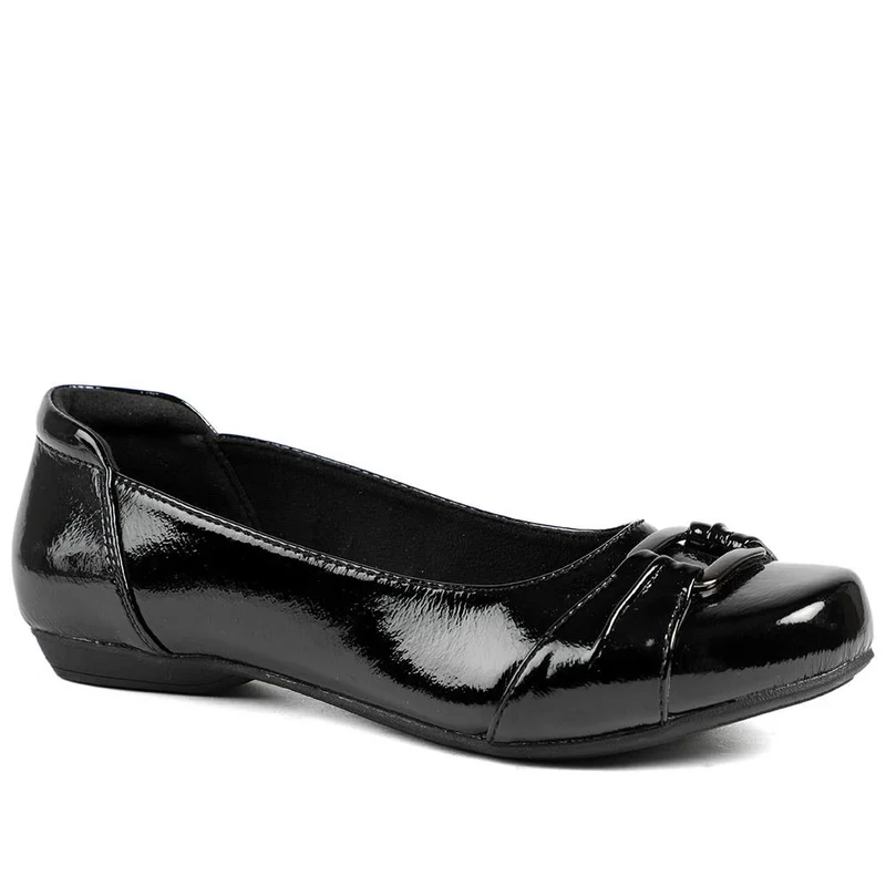 Wide Fit Patent Bow Detail Ballet Flats - WBINS43066 / 329 025
