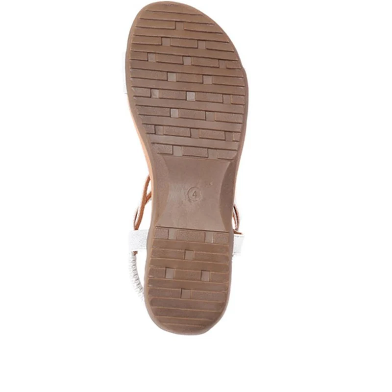 Flat Strappy Sandals - BAIZH29006 / 314 963 - White-Silver