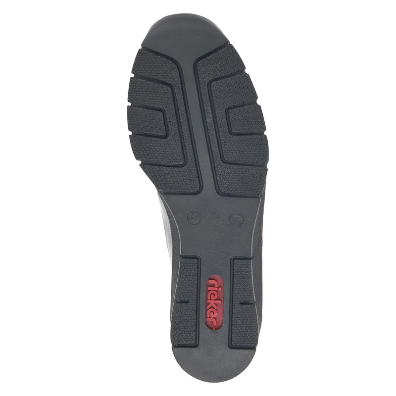 Rieker Damen-Keilslipper aus Lackleder | Schwarz