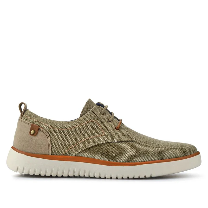 Wide-Fit Fabric Lace-Up Shoes - XINGH41004 / 327 184 - Taupe