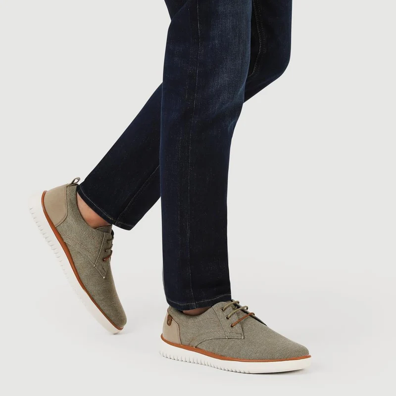 Wide-Fit Fabric Lace-Up Shoes - XINGH41004 / 327 184 - Taupe
