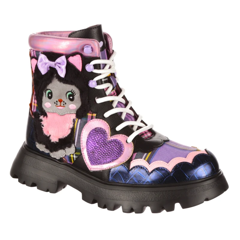 Irregular Choice Der süßeste Kitty-Stiefel für Damen – Schwarz