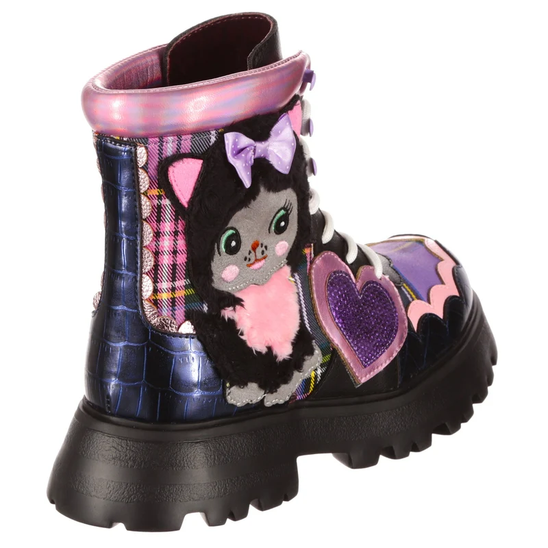 Irregular Choice Der süßeste Kitty-Stiefel für Damen – Schwarz