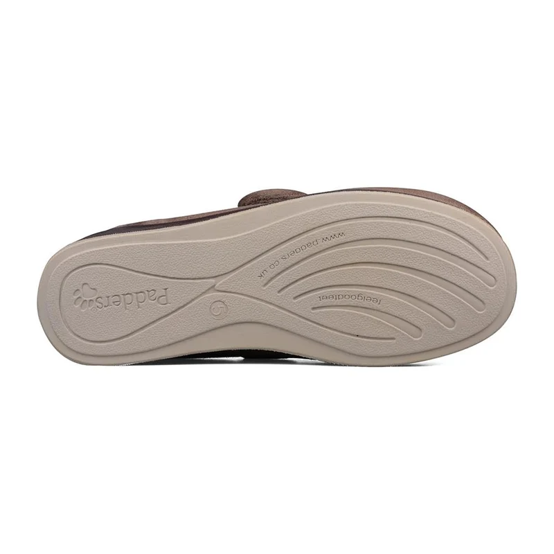 Padders Ladies Slippers 2E Fit Vulcanised - HUSH - Hush / null - Taupe Combi