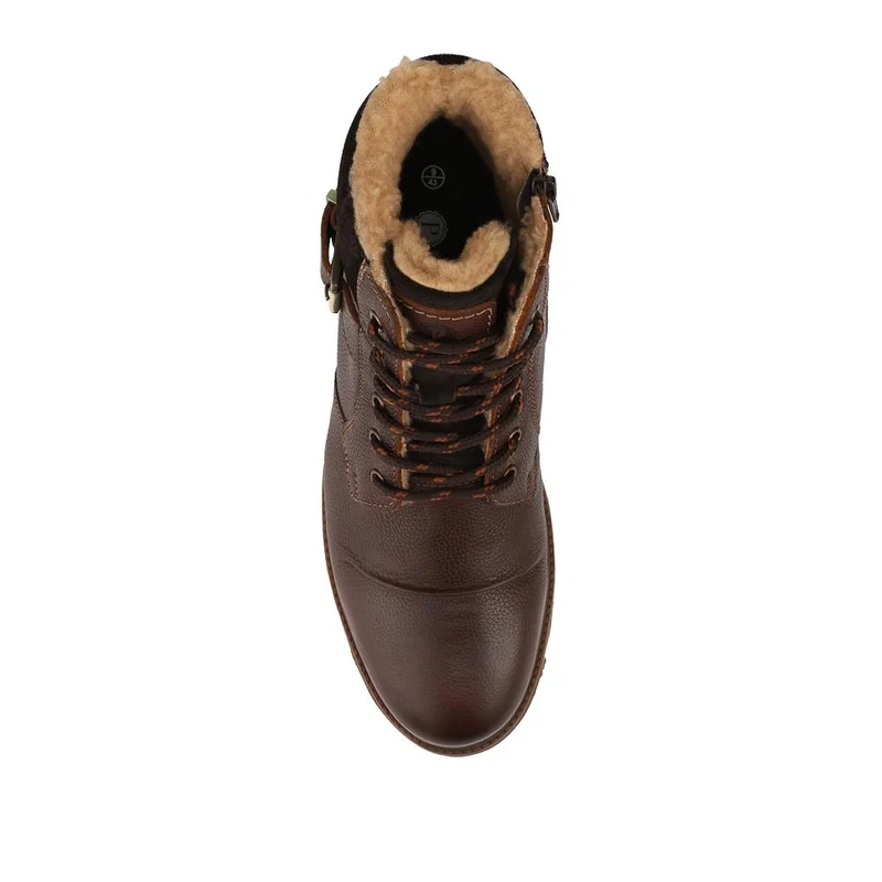 Warm Lined Leather Lace Up Boots - RNB42019 / 328 051 - Brown