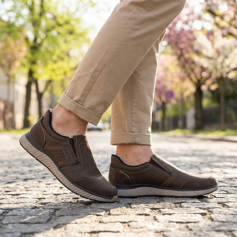 Easy Step In Wide Fit Laceless Shoes - GANG42000 / 327 877 - Dark Brown