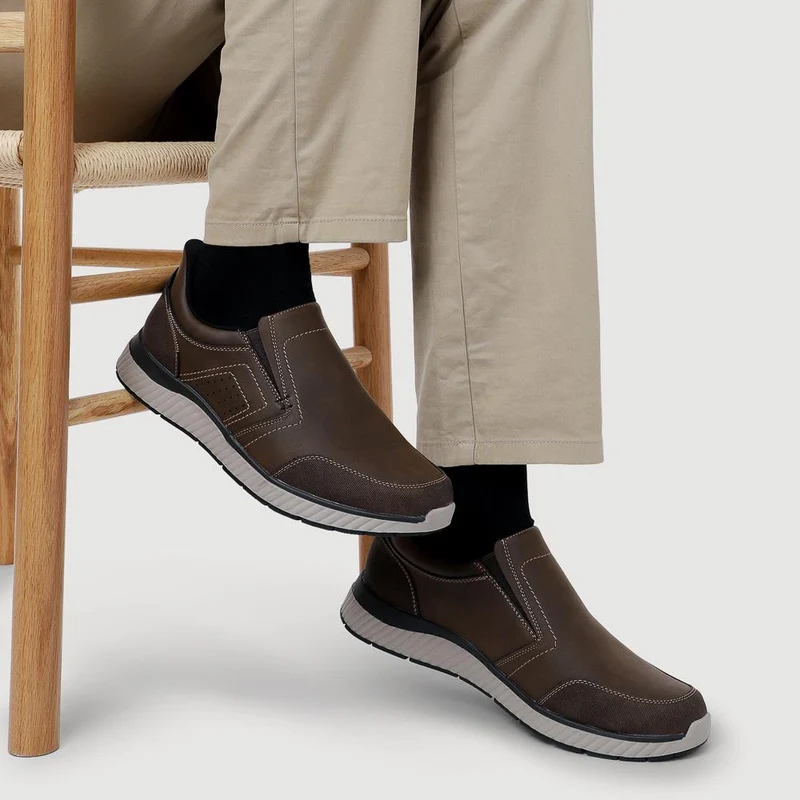 Easy Step In Wide Fit Laceless Shoes - GANG42000 / 327 877 - Dark Brown