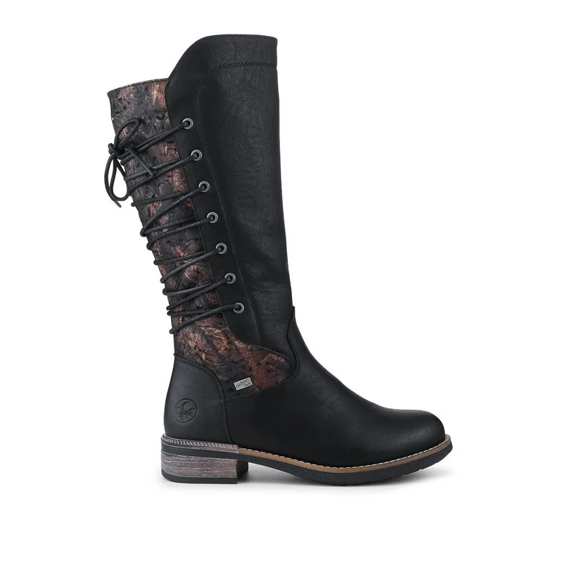 Rieker Water Resistant Zip Up Long Boots - RKR42555 / 328 200 - Black