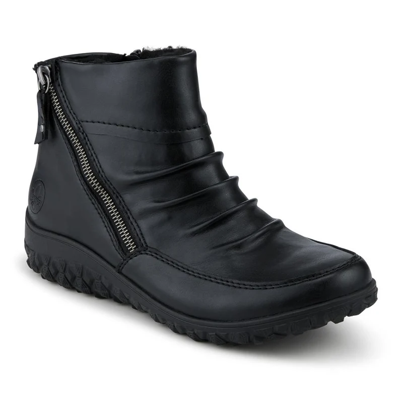 Rieker Wide Fit Zip Up Ankle Boots - RKR42552 / 328 205 - Black