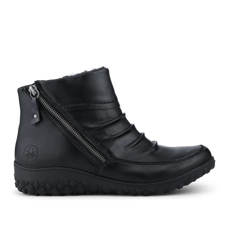 Rieker Wide Fit Zip Up Ankle Boots - RKR42552 / 328 205 - Black