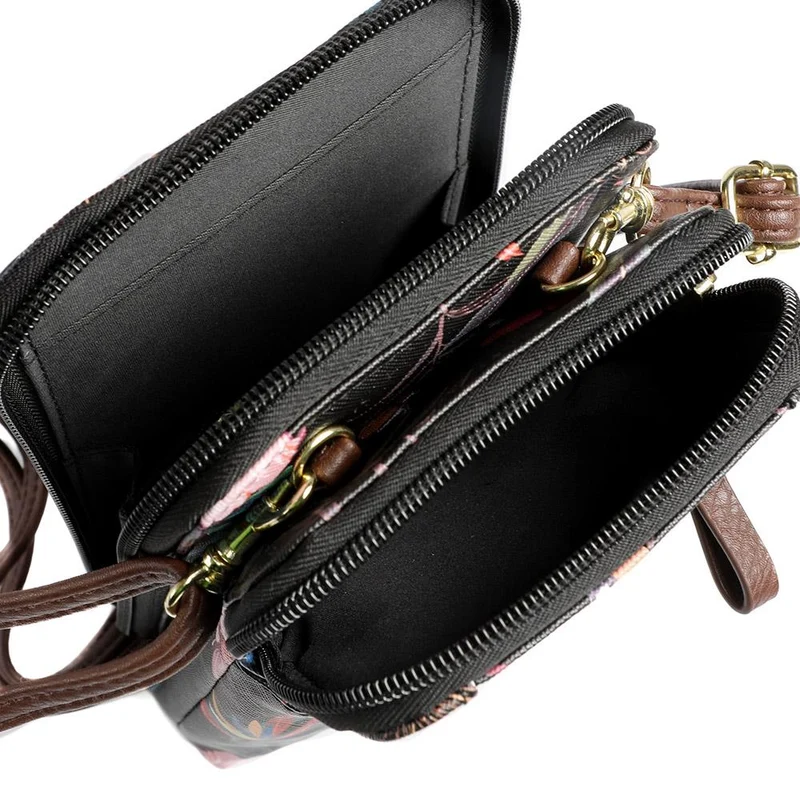Adjustable Floral Cross-Body Bag - JEWN41000 / 326 888 - Black Floral