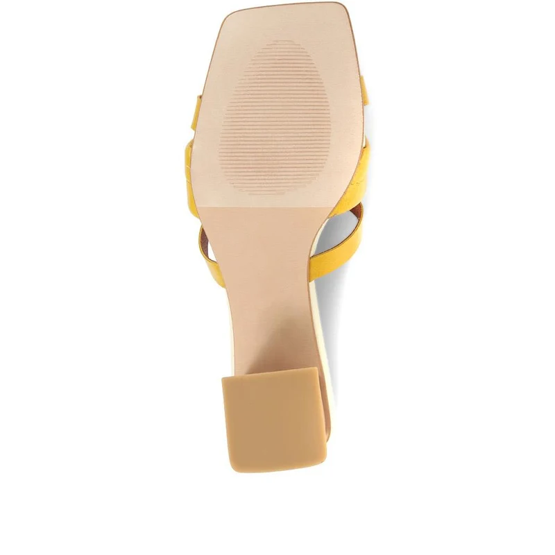 Pamela-02 Leather Block Heeled Mules - SINO35502 / 321 927 - Platinum