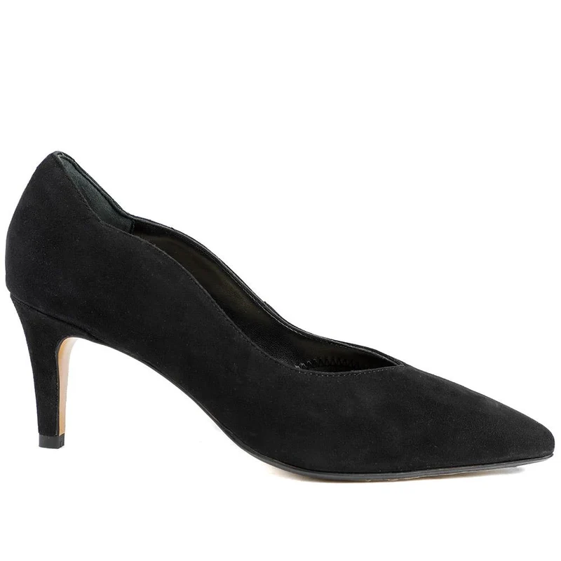 Van Dal Stella Wide Fit Leather Court Shoes - GUP42506 / 328 844 - Black Suede