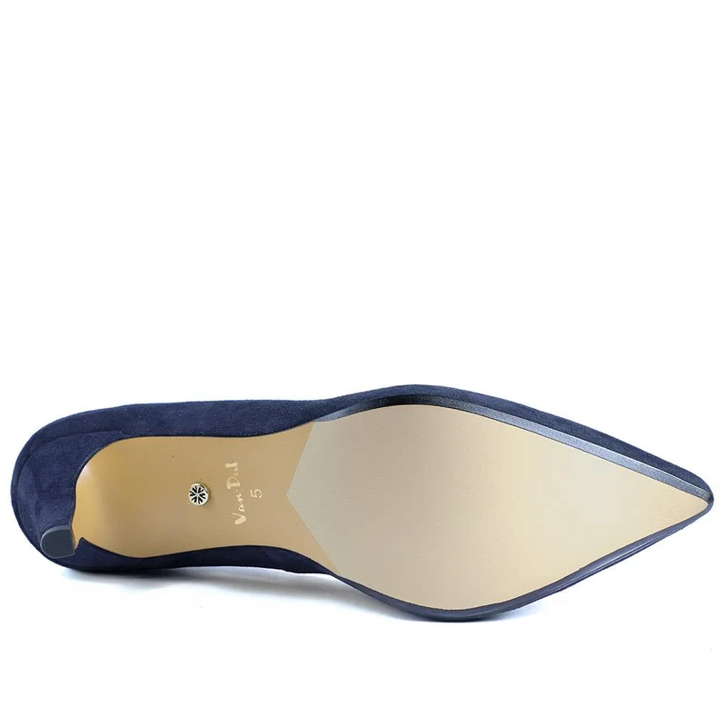 Van Dal Stella Wide Fit Leather Court Shoes - GUP42506 / 328 844 - Navy Suede