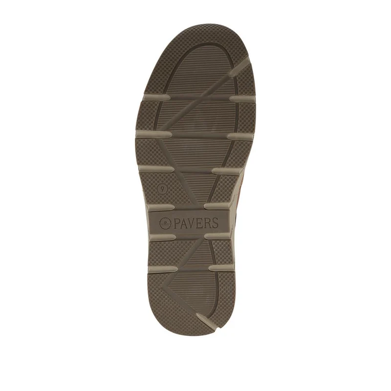 Leather Zip & Lace Fasten Casual Shoes - PARK42052 / 328 395 - Brown