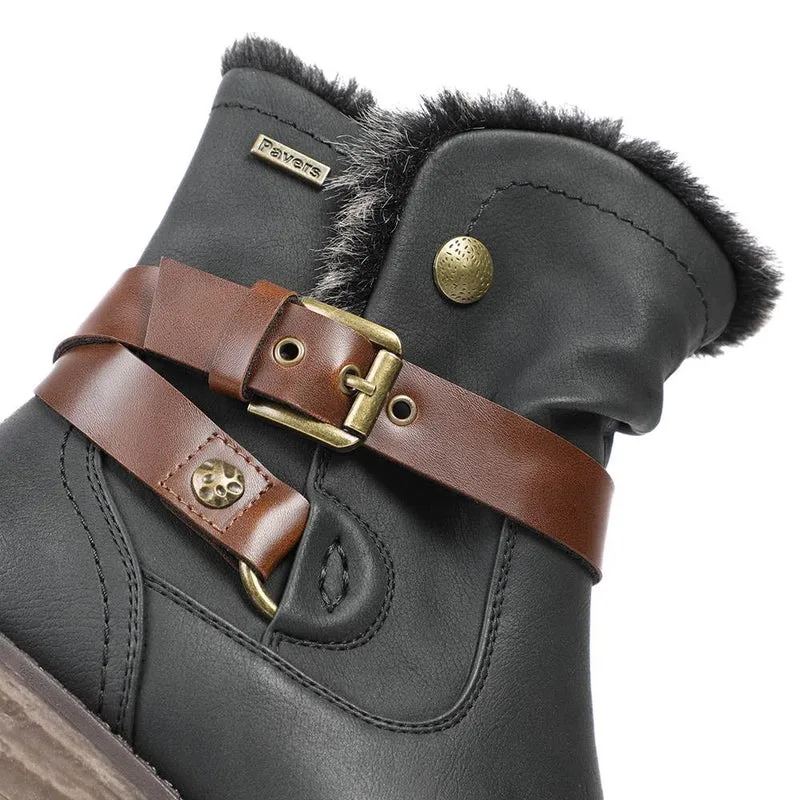 Wide Fit Buckle Detailed Ankle Boots - WK42008 / 328 420 - Black