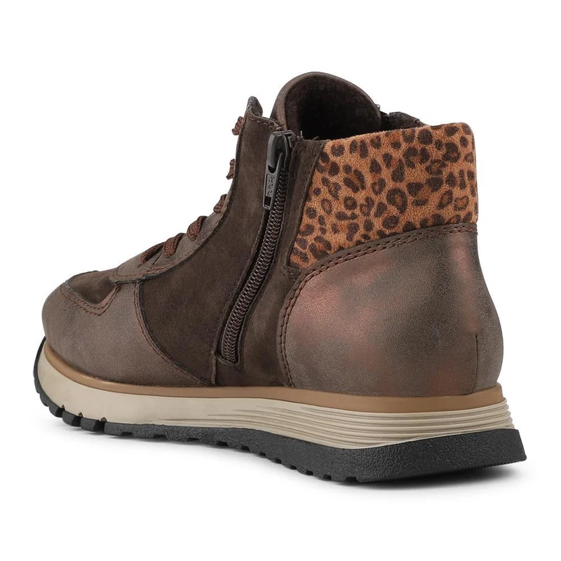 Rieker Wide Fit Leather Zip Up Trainers - RKR42548 / 328 202 - Brown Multi