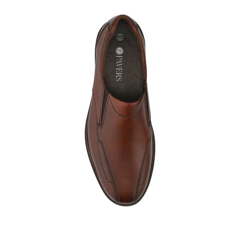 Slip On Smart Leather Shoes With Grip Sole - PARK42040 / 328 188 - Cognac
