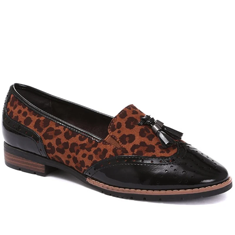 Tassel Loafers - JANSP26017 / 310 349 - Black-Leopard