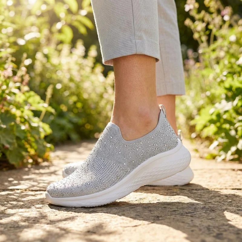 Wide Fit Memory Foam Easy Step In Trainers - BRK43042 / 329 071 - Grey