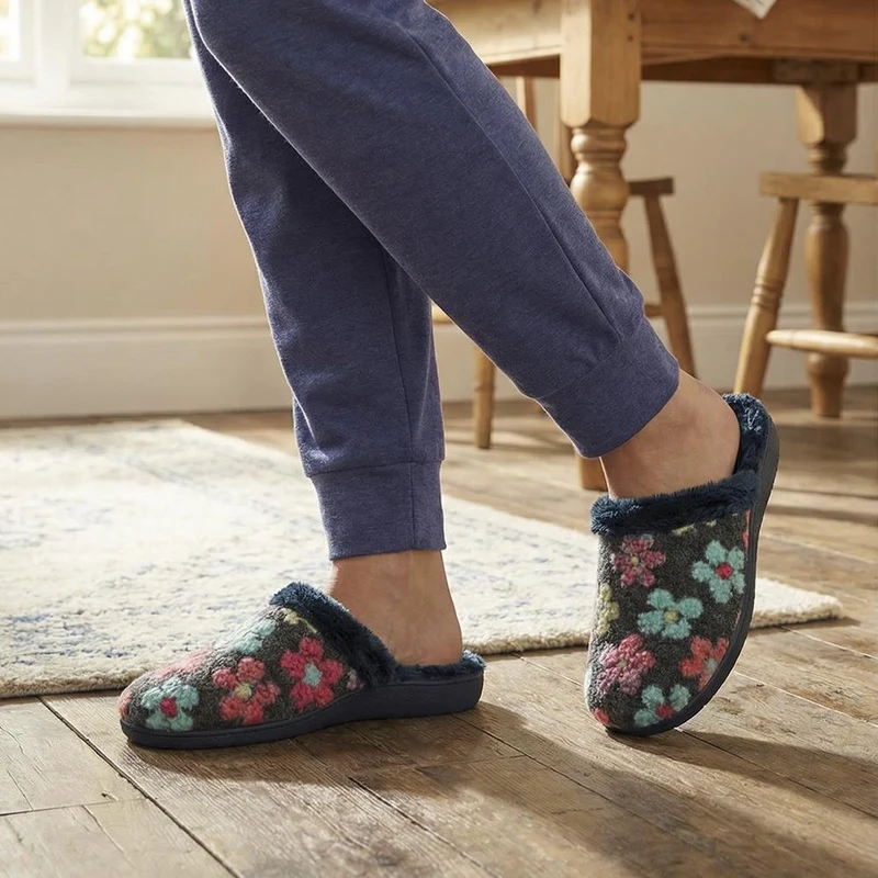 Soft Floral Mule Slippers - FEVI43002 / 329 504 - Navy Multi