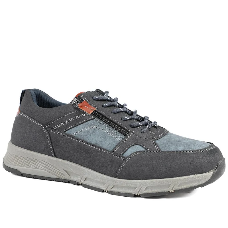 Wide Fit Zip & Lace Fasten Casual Trainers - WBINS42069 / 327 866