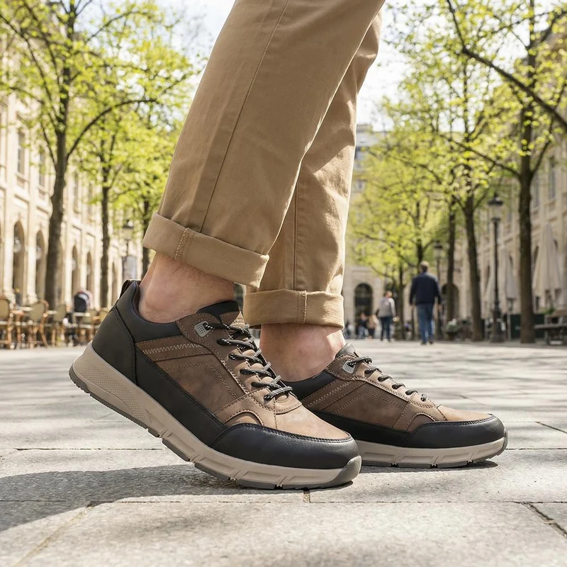 Wide Fit Rugged Lace Up Trainers - WBINS42068 / 327 865 - Brown