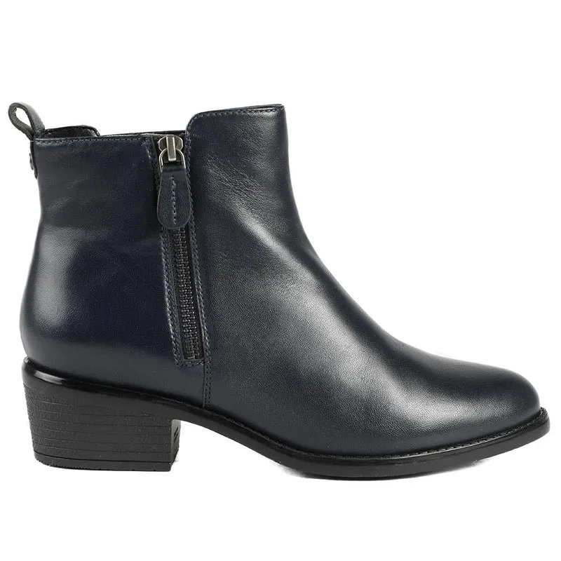 Van Dal Barlow II Extra Wide Leather Ankle Boots - GUP42503 / 328 841 - Navy Leather