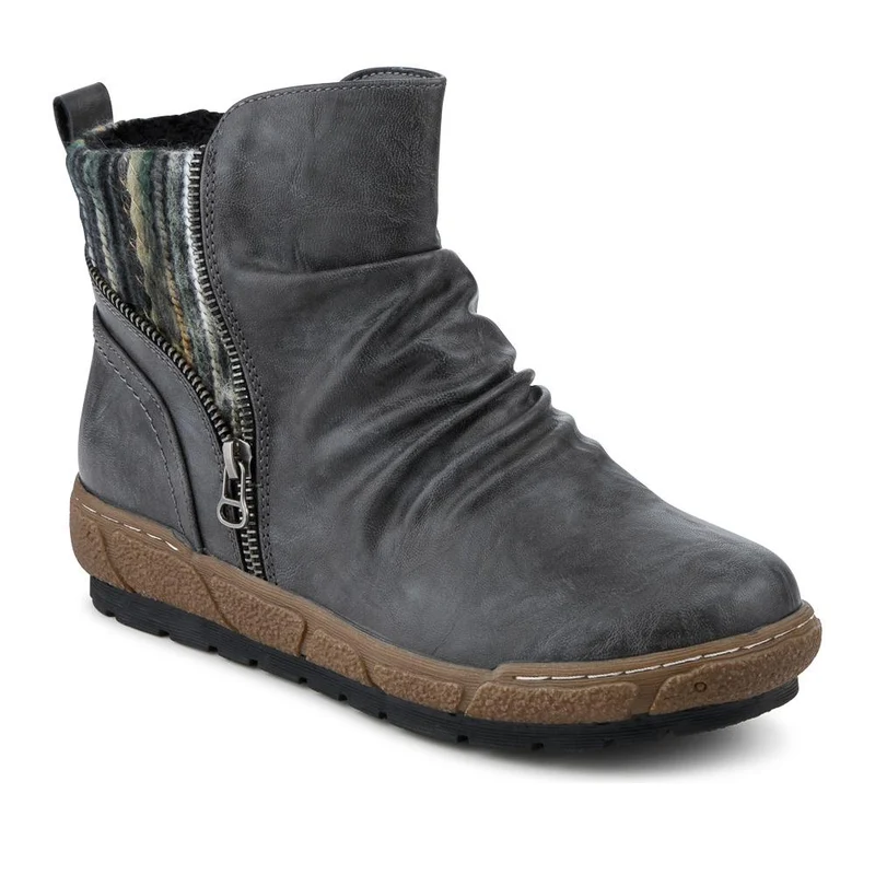 Zip Up Slouch Boots With Colourful Ankle Cuff - WBINS42089 / 328 260 - Grey