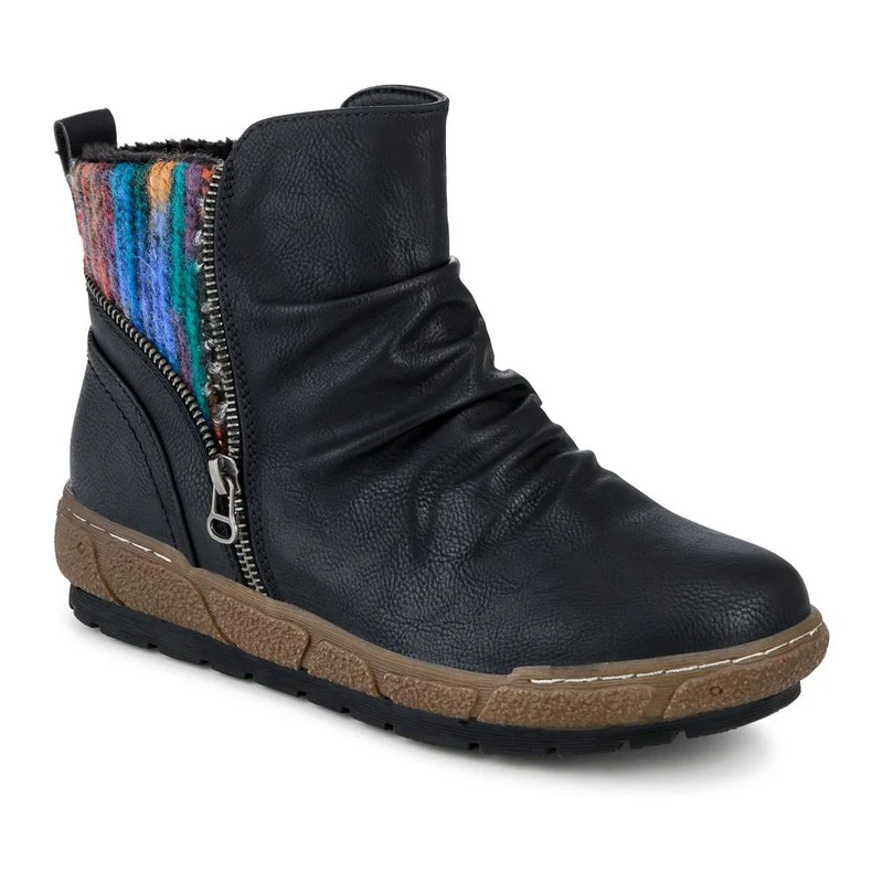 Zip Up Slouch Boots With Colourful Ankle Cuff - WBINS42089 / 328 260