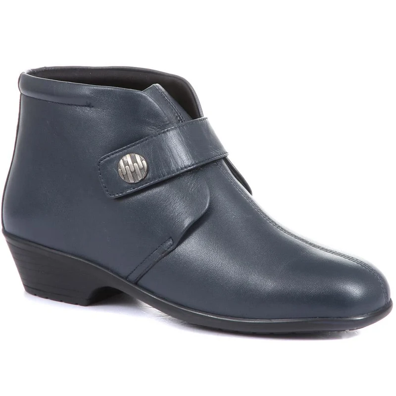 Leather Ankle Boots - KF28026 / 313 332 - Navy