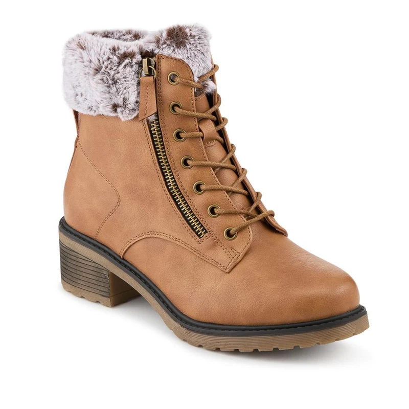 Warm Lined Zip Up Casual Boots - WBINS42040 / 328 476 - Tan