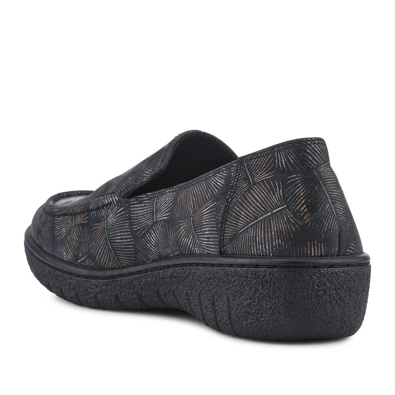 Loretta Smart Leather Loafers - HAK42002 / 327 851 - Black-Metallic Print