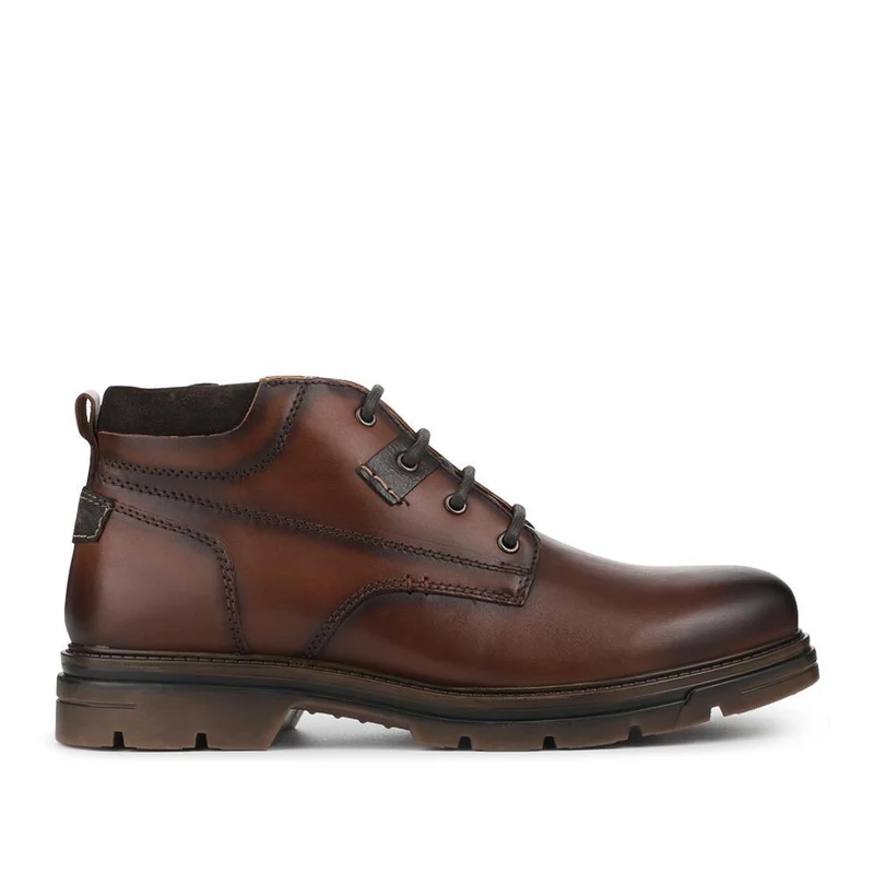 Wide Fit Leather Lace Up Boots - FBFOO42006 / 327 997 - Brown