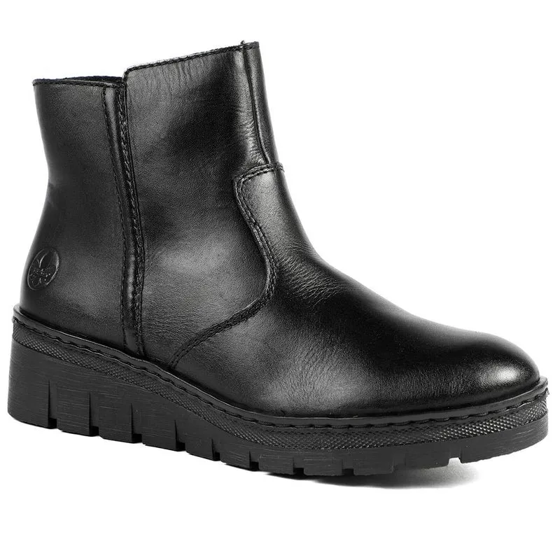 Rieker Chunky Leather Ankle Boots - RKR42550 / 328 204 - Black